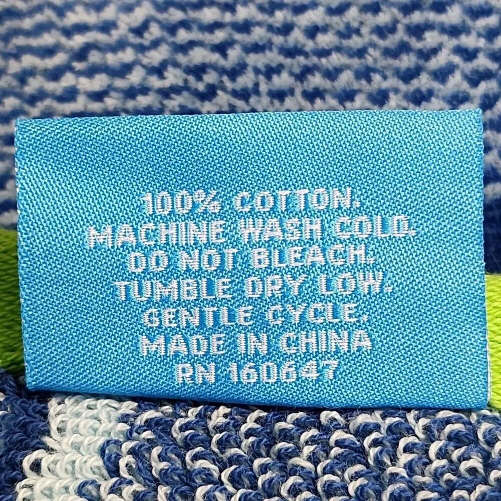 Truly Lou Turtle Cotton Spa Pool Beach Towel Blue Soft Absorbent Quick Dry 36x68